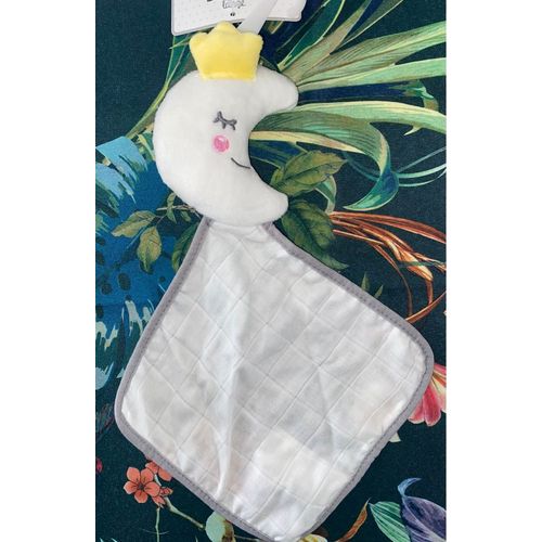 Doudou Lune Blanche Bb Douceur Mouchoir Lange Coton Blanc Et Gris Comforter Moon Baby