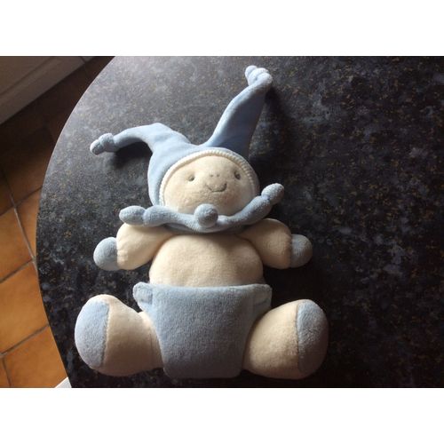Doudou Lutin Jollybaby Bleu Et Blanc Couche Culotte