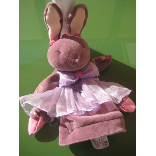 Doudou Marionnette Lapin Mauve Danseuse toile Fleurs Manhattan Toy