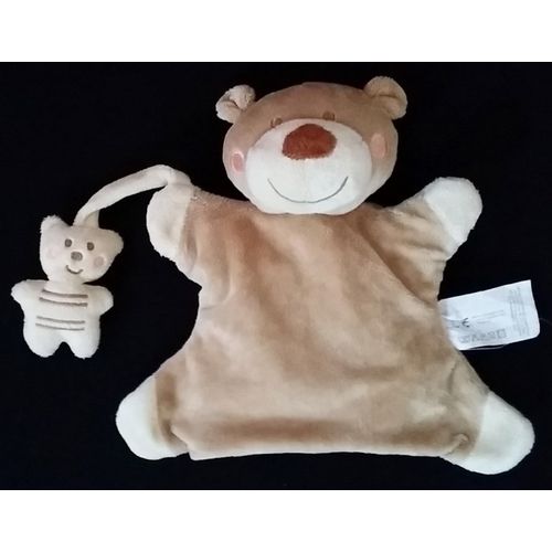 Doudou Marionnette Ours + Bb Crme Marron Beige Nicotoy Kiabi