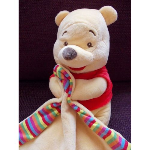 Doudou Mouchoir Ours Winnie L'ourson The Pooh  Disney Nicotoy Peluche  Grelot Jaune Mouchoir Couverture Jaune Rouge  Multicolor