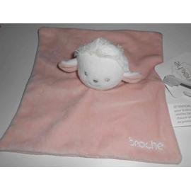 Doudou Mouton Rose Agneau Brioche Rose Blanc Plat Peluche Bebe Naissance La Halle Rakuten