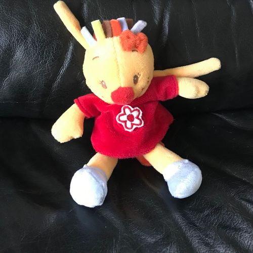 Doudou Musicale Clown Nattou Nez Rouge Fleur Jaune,Bleu , Noeud Papillon Orange A Accrocher