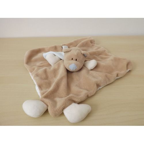 Doudou Ours Beige charpe Bleu Jollybaby