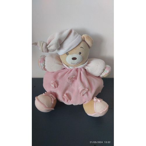 Doudou Ours Boule Kaloo Lilirose Patapouf Rose Fleur N?Ud