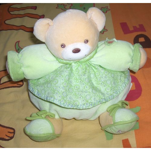 Doudou Ours Ourson Vert Amande Patapouf Kaloo Ethnic 1998-2008
