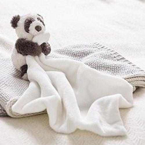 Doudou Panda The Little Company Mouchoir Blanc Peluche Lwc Animal Comforter Plush Soft Toys Baby