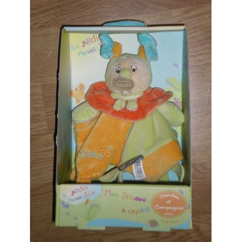 Doudou Peluche  Cajoler Choco L'escargot Escargot Plat Snail Schnecke Vert Jaune Orange Le Jardin Merveilleux Dc2043 Doudou Et Compagnie Cie & D&c