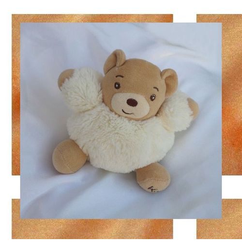Doudou Peluche Boule ,Patapouf Ours Marron Fourrure cru Kaloo 17 Cm