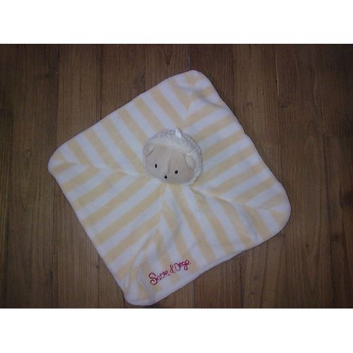 Doudou Peluche Herisson Plat Raye Jaune Sucre D'orge