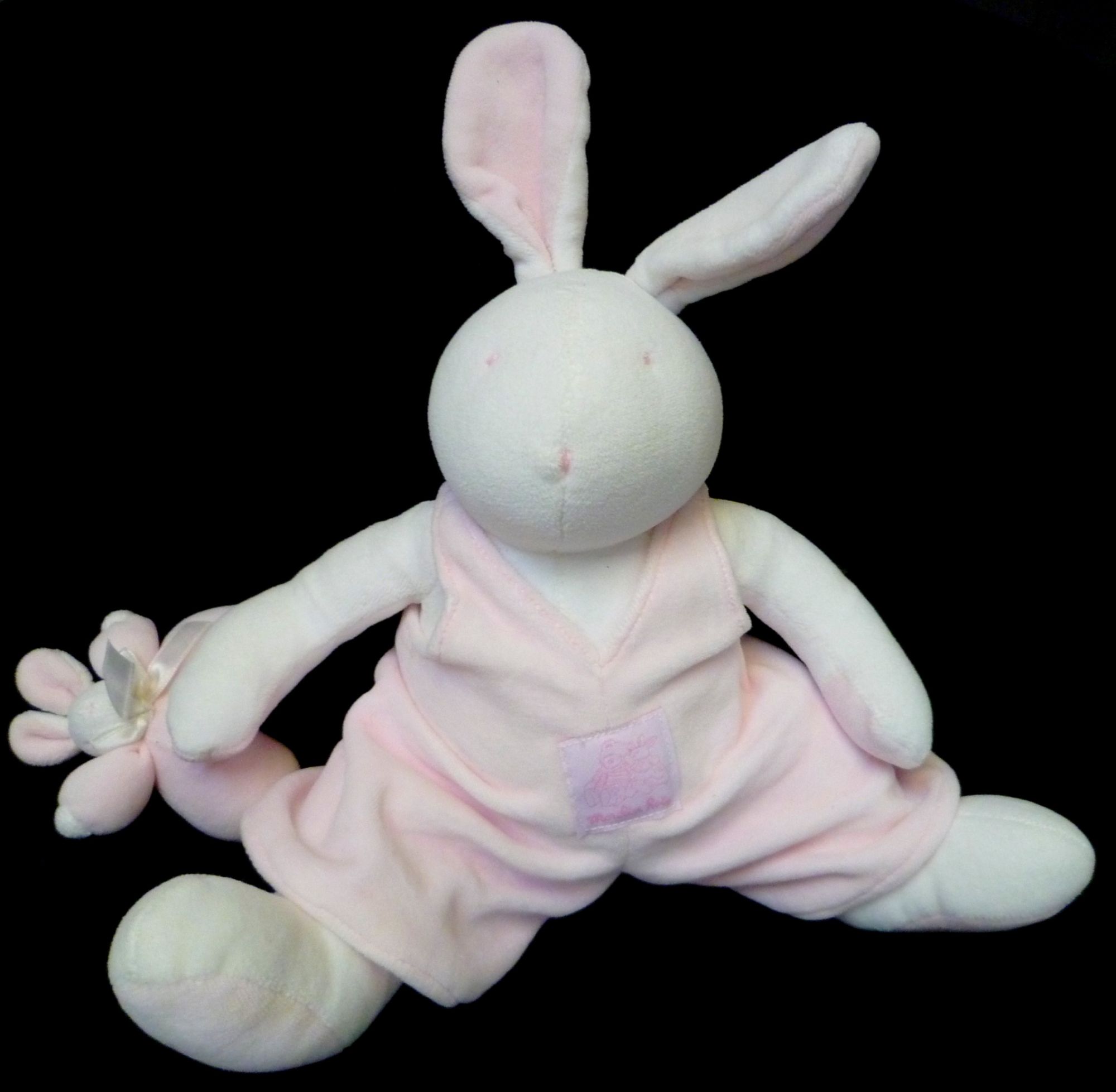 Doudou Peluche Lapin Moulin Roty Musical Boite Musicale Blanc Salopette Rose Bebe Rakuten