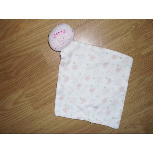 Doudou Peluche Mouchoir Escargot Snail Schnecke Rose Blanc Dessins Vert Plat Cocoon La Redoute Triangle 