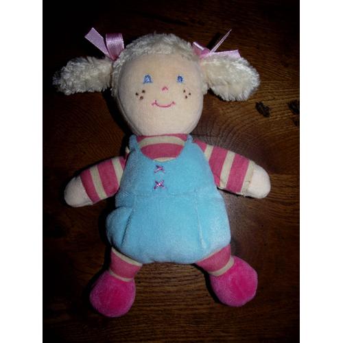 Doudou Peluche Poup E Fille Fillette Blonde Cheveux Blonds Ajena Grelot