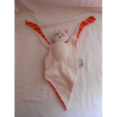Keptin Jr Doudou Plat Chat Chauve Souris Losange Blanc Beige Creme Ecru Dos Ray Orange Jaune Rouge Bodegraven Grelot Keptin-Jr