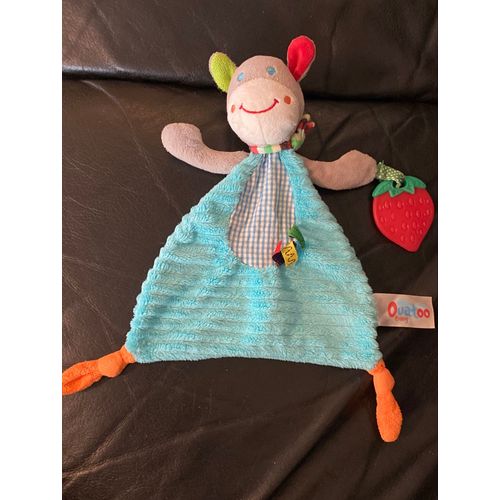 Doudou Plat Cheval Bleu Ouatoo Baby 24cm