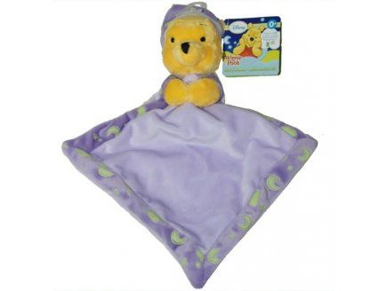 Doudou Plat Disney Winnie L Ourson Brille Dans La Nuit Avec Mouchoir Violet Peluche Enfant Et Bebe Naissance Fille Garcon Rakuten