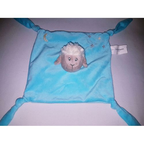 Doudou Plat Mouton Wooly Carr Carrblanc Bleu Turquoise 4 NUds Lune toile Jouet Bebe Naissance Enfant Soft Toys Peluche