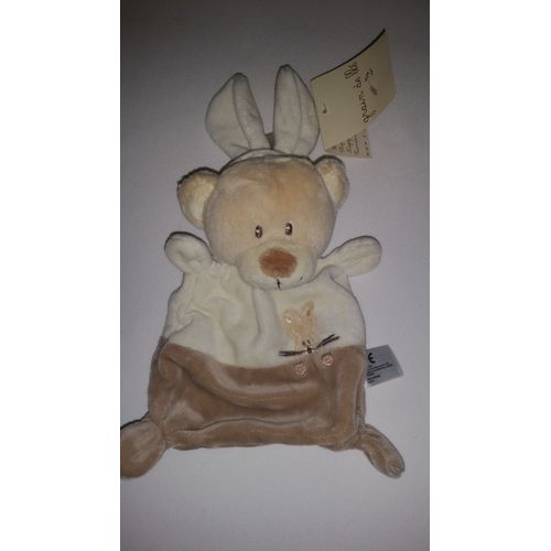 Doudou Plat Ours Ourson  Dguid En Lapin Grain De Bl Blanc Cass Beige/Crme/cru Marron Brun Jouet Bebe Naissance Boutique Z Peluche veil Enfant Blanket Comforter Soft Toys Plush 