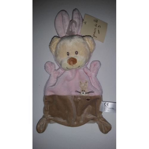 Doudou Plat Ours Ourson Dguid En Lapin Grain De Bl  Rose Beige/Crme/cru Marron Brun Jouet Bebe Naissance Boutique Z Peluche veil Enfant Blanket Comforter Soft Toys Plush 