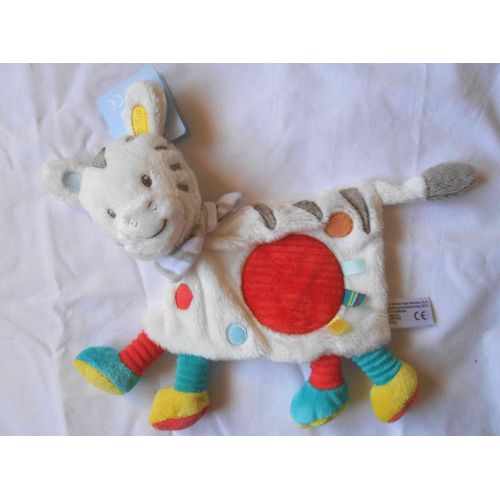 Doudou Plat Peluche Zebre Junble Kiabi Simba Toys Benelux Blanc Bleu Turquoise Marron Jaune Orange  Multicolore Naissance Bebe Mixte Jouet Eveil