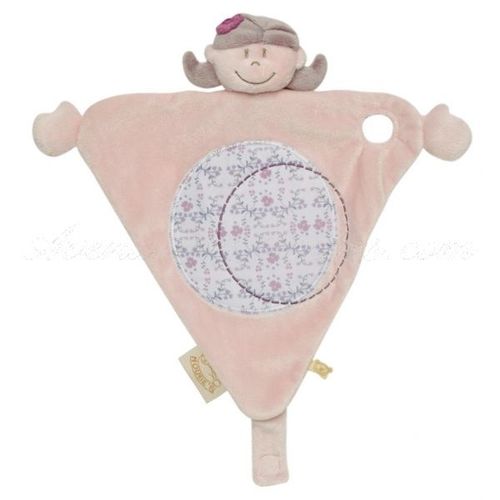 Doudou Plat Poupe Fille Fillette Kenza Triangle Noukie's Noukies  Peluche Rose Fleur Attache Ttine Eveil Bebe Naissance Jouet 