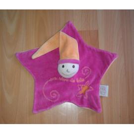 Doudou Plat Un Reve De Bebe Lutin Etoile Rose Et Orange A Long Bonnet Fait Aussi Marionnette Rakuten