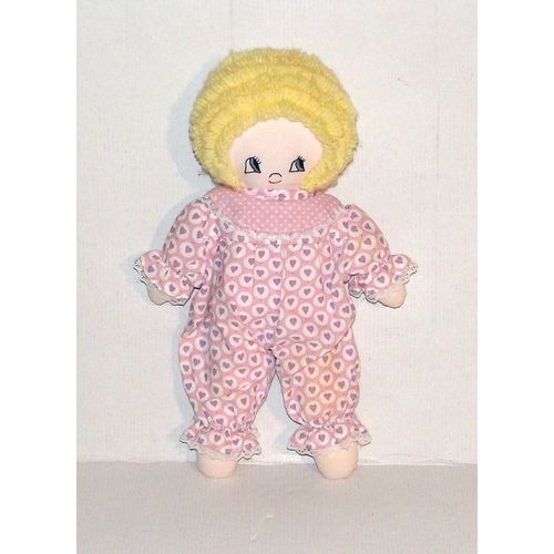 Doudou Poupe De Chiffon Cheveux Laine Jaune 34 Cm