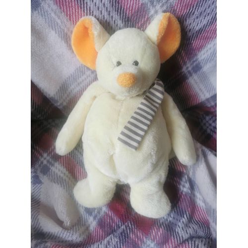 Doudou Souris Jaune Orange charpe Raye Grise Billes Tout Compte Fait Tcf
