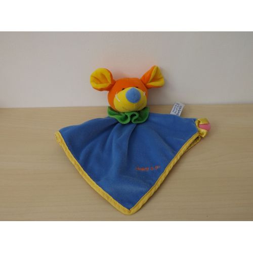 Doudou Souris Orange Jaune Bleu Charly & Cie Tiamo