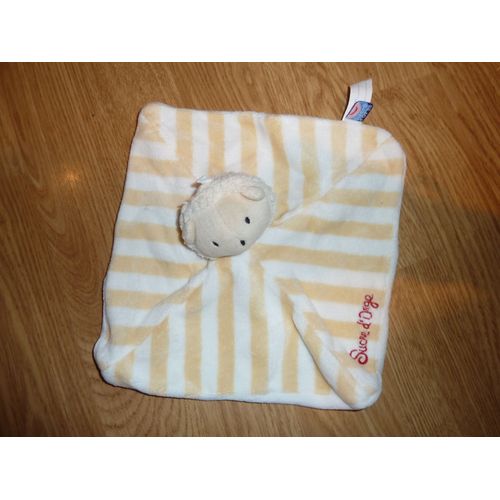Doudou Peluche Sucre D Orge Herisson Mouton Plat Ray Rayure Jaune Et Blanc Schaf Sheep