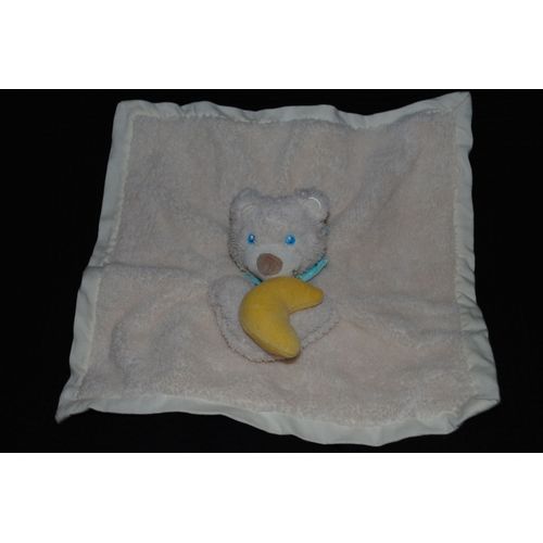Doudou Tcm Ours Plat Moumoute cru Lune Jaune Yeux Bleus