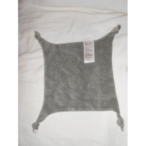 Doudou Vert Baudet Vertbaudet Gris Blanc Carre Plat 4 Noeuds Tissu