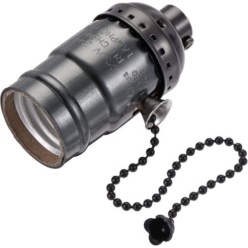 Douille De Lampe E26/E27, Ampoule Suspendue Ul  Vis Filete 1/8ip Avec Interrupteur  Chane  Tirette, Noir Paquet De 2 Yvan