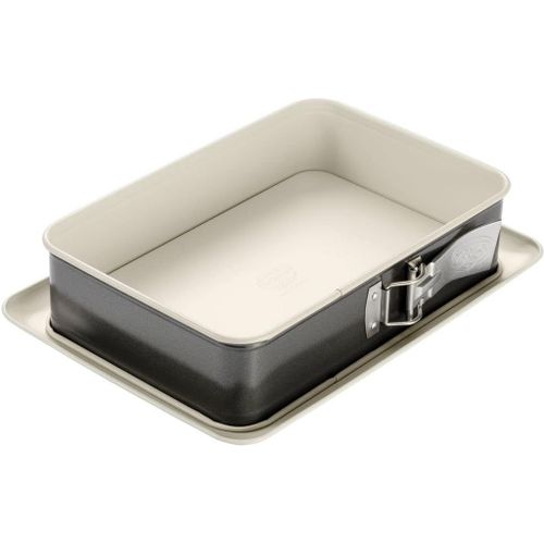 Dr Oetker 4860 Moule  Gteaux, Plat Four, Moule Rectangulaire  Charnire, Moule  Charnire, Moule Rectangulaire, Acier Inoxydable, Cramique, Crme, Gris Anthracite, 28 X 18 X 7 Cm
