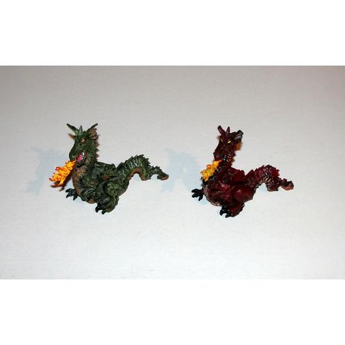 Dragon Papo  2 Figurines Dragon Vert 99 Et Dragon Rouge 2003