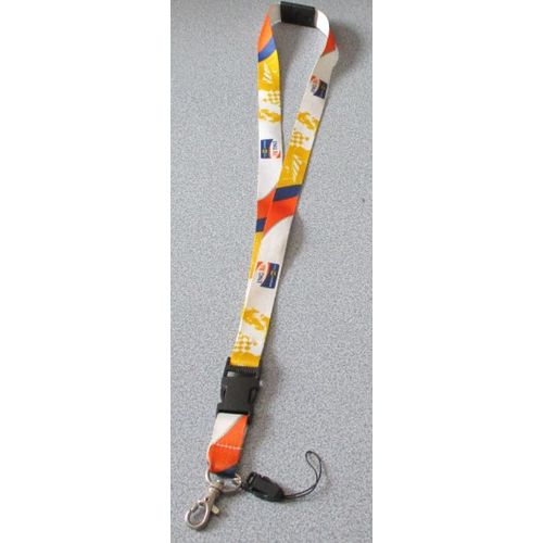 Dragonne/Lanire Tour De Cou En Tissu Brillant Marque Ing Renault F1 Team-Ouvrant Dans Le Haut-80cm Environ Avec Mousqueton Mtallique Et Fin Cordon De 4.5cm