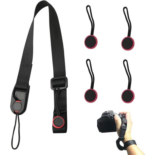 Dragonne pour Appareil Photo, Sangle Appareil Photo, Courroie Appareil Photo, Sangle de Poignet Rglable pour Appareil Photo avec Boucle  Dtachement Rapide, Dragonne en Corde Nylon(Noir)