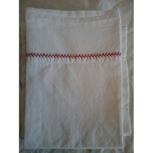 Drap Ancien Brod Rouge Point D'arte De Poisson Coton Pour Lit Enfant 112 X 78