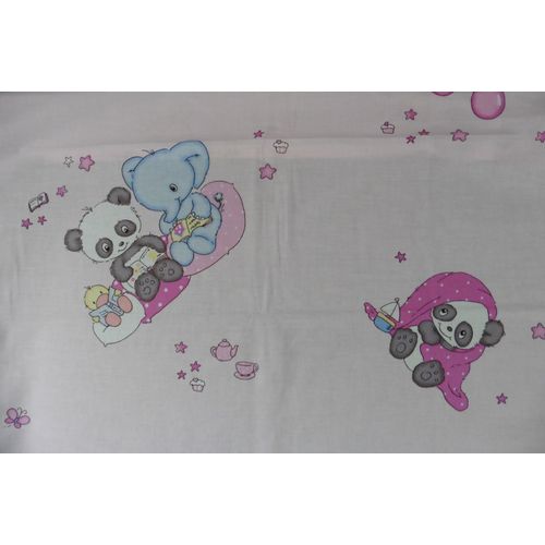 Drap Housse Blanc. Dcor Panda Multicolore. Pati'chou. 70 X 140 Cm