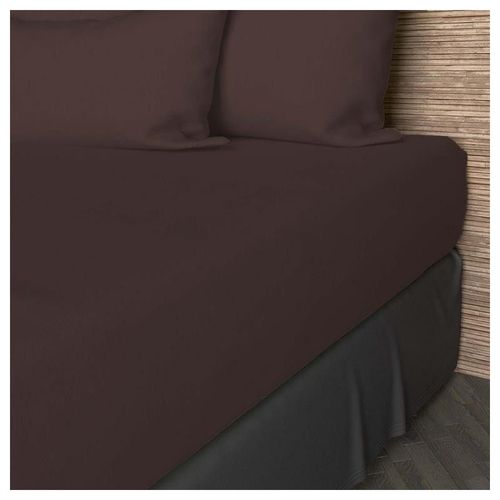 Drap Housse En Coton 57 Fils 140x200 Cm Uni Brun, Par Soleil D'ocre