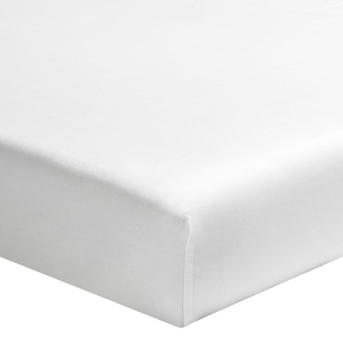 Drap Housse Uni En Percale De Coton Blanc 180x200