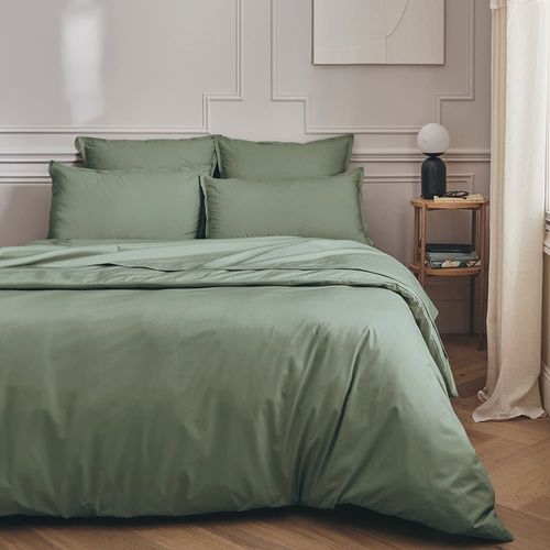Drap Housse Uni En Percale De Coton Vert Sauge 2x70x190