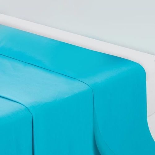 Drap Plat Uni 180 X 290 Cm Mer Du Sud 100% Coton - Design Actuel