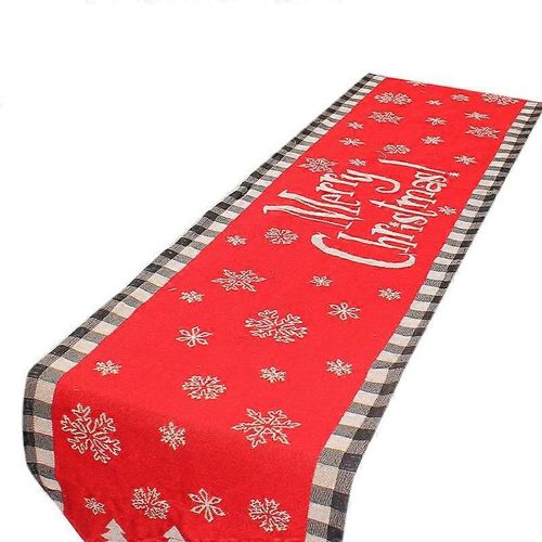 Drapeau De Chemin De Table De Nol DImpression DUsure Rsistant  La Salet Drapeau De Table De Nol De Nol Pour Nol Nappe De Table Dcoration Anglais Flocon De Neige Modle