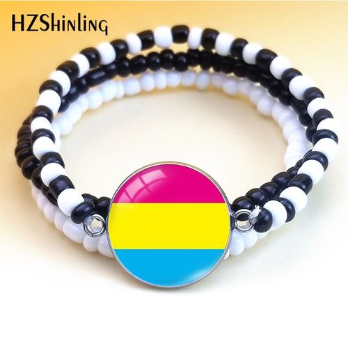 Drapeau De La Fiert Bisexuel, Ensemble De Style Bohmien, Arc-En-Ciel Bleu, Cabochon En Verre, Pendentifs Dme, Bracelet lastique, Bijoux  La Mode