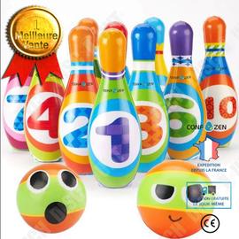 YIMORE Jeux de Quilles 10 quilles et 2 Boules de Bowling Set Enfant Garcon Fille 3 Ans Jouet pour Plein Air 