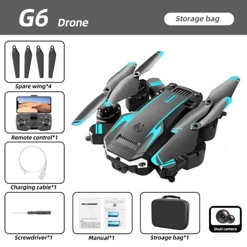 Drone Arien Quadrirotor Pliable Professionnel G6,Station D'accueil,Camra Hd,Gps,Hlicoptre Rc,Fpv,Wifi,vitement D'obstacles,Cadeaux Jouets - Type Blue-Dual C-1b #B