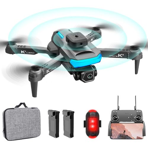 Drone Avec Camra 1080p,Avion Enfant Avec Deux Camras,Quadcopter Pliable,Drone Radiocommand Adulte Wifi Fpv,vitement DObstacles Infrarouges,Noir.[W110]