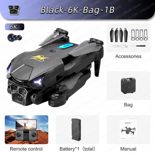 Drone D'vitement D'obstacles Avec Camra Pour Touristes Professionnels,Rc Pliant  Quatre Axes,Photographie Arienne,Jouet Cadeau,M3,4k,8k,Esc,Wifi,Fpv - Type Black-6k-Bag-1b