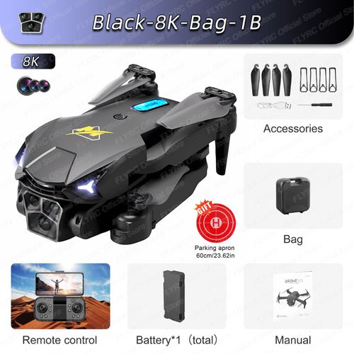 Drone D'vitement D'obstacles Avec Camra Pour Touristes Professionnels,Rc Pliant  Quatre Axes,Photographie Arienne,Jouet Cadeau,M3,4k,8k,Esc,Wifi,Fpv - Type Black-8k-Bag-1b